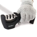 4-In-1 Kitchen Knife Accessories: 3-Stage Knife Sharpener Helps Repair, Restore, Polish Blades and Cut-Resistant Glove (Black)