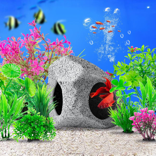CousDUoBe 10Pcs Aquarium Hideaway Rock Cave Fish Tank Decorations quarium,Betta Toys Hideout Stones House,Safe and Non-Toxic Ceramic Fish Tank