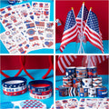 4Th of July Party Favors Set, Fourth of July Decorations 158 Pcs Accessories Includes Slap Bracelets, Necklaces, USA Flags, Tattoos, Wristbands,