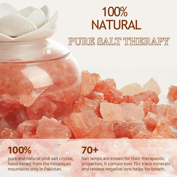Essential Oil Diffusers Aromatherapy Diffuser: Vyaime Salt Lamp Diffuser for Home Bedroom Office, Pink Crystal Himalayan Cute Lotus Auto Shut-Off