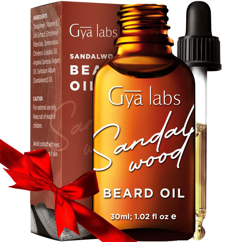 Gya Labs Sandalwood Beard Oil for Men Growth - 100% Pure Natural Beard Growth Oil for Men with Organic Argan & Jojoba - Moisturizes, Softens &