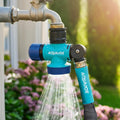 Aqua Joe SJI-MFGA1 Multi-Function Outdoor Water-Tap Connector, 180-Degree Pivoting Hose Connector with 360-Degree Rotating Tap Connector