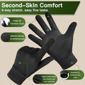 Winter Running Gloves for Men Women Cold Weather Liner Thermal Warm Gloves Black Touchscreen Thin Winter Gloves for Ski Snow Cycling Biking