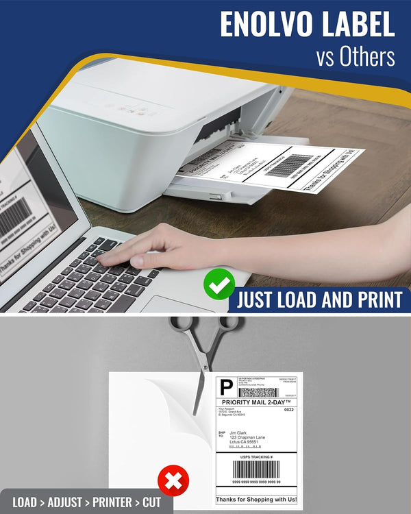 Shipping Labels 4X6 Inch - Shipping Label for Inkjet Printer and Laserjet, Mailing Postal Shipping Stickers 4X6 Printer Paper, White Opaque -