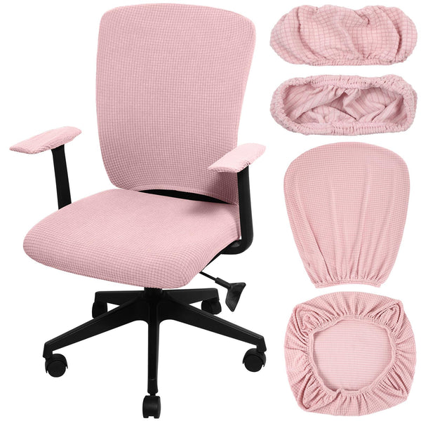 Tallew 4 Pieces Office Chair Covers Set Computer Universal Protective Stretchable Chair Seat Covers Desk Armrest Slipcovers Pads Office Cushion