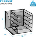 Marbrasse Desk Organizers and Accessories, 5-Tier Paper Letter Tray Organizer with File Holder, Mesh File Organizer, Office Desk Accessories &