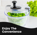 Joined Large Salad Spinner with Drain, Bowl, and Colander - Quick and Easy Multi-Use Lettuce Spinner, Vegetable Dryer, Fruit Washer, Pasta and