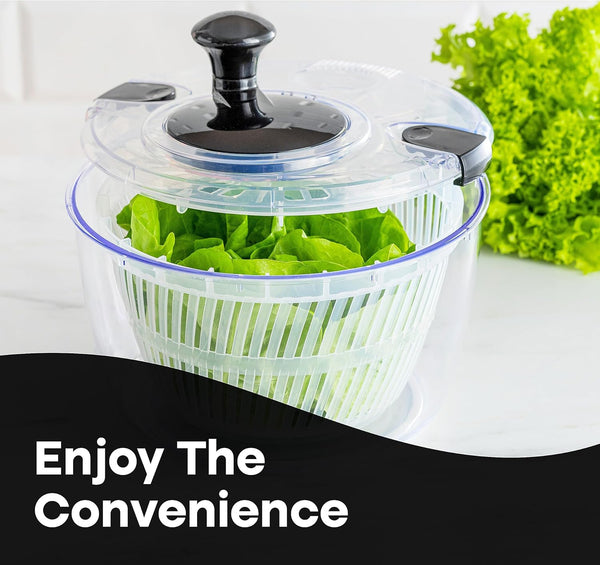Joined Large Salad Spinner with Drain, Bowl, and Colander - Quick and Easy Multi-Use Lettuce Spinner, Vegetable Dryer, Fruit Washer, Pasta and