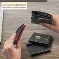GSOIAX Slim Leather RFID Bifold Wallet for Men - Minimalist Front Pocket Wallet with Money Clip,12 Card Slots,Id Window,Cool Groove