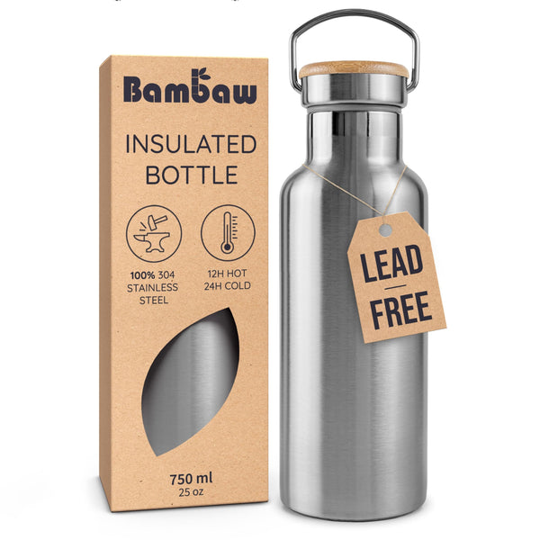 Bambaw Insulated Water Bottle 24Oz | Stainless Steel Water Bottle | Insulated Water Bottles | Travel Water Bottle | Metal Water Bottle | Large