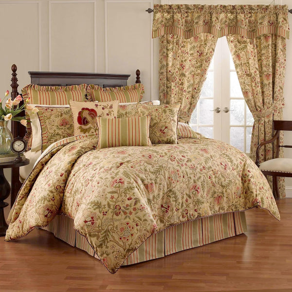Waverly Imperial Dress Jacobean Floral Rod Pocket Back Tab Curtains for Windows in Bedroom, Kitchen, or Living Room, Single Panel, 42" X 84",