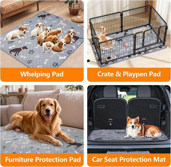 Mozin Washable Pee Pads for Dogs, 2 Pack Super Absorbent Dog Training Pads Leakproof Non-Slip Reusable Puppy Pads, Waterproof Whelping Pad for