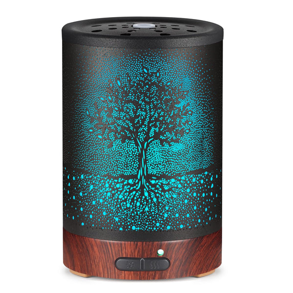 Essential Oil Diffuser- Aromatherapy Diffuser With7 Colors Light and Auto-Off for Women Metal Cool Mist Humidifier for Home and Office(Tree)