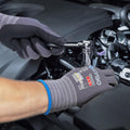 KAYGO Safety Work Gloves Microfoam Nitrile Coated-3 Pairs, Kg18Nb,Seamless Knit Nylon Glove with Black Micro-Foam Nitrile Grip,Ideal for General