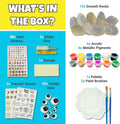 JOYEZA Rock Painting Kit Deluxe, Arts and Crafts for Girls Boys Age 6+, 12 Rocks Tween Gift Art Set, Waterproof Paints, Craft Kits Art Supplies,
