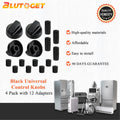 Blutoget 4 Pack Black Universal Control Knobs with 12 Adapters - Compatible for Oven Stove Range - Universal Stove Knobs - Wide Range of Availability
