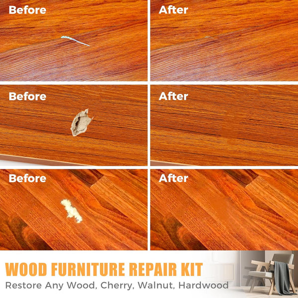 Wood Furniture Repair Kit- Set of 41 Laminate Vinyl Floor Repair Kit Wood Fillers,Floor Scratch Repair, Touch up Markers, Restore Hardwood