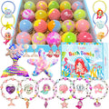 Mermaid Bath Bombs for Kids Girls with Surprise Inside, 20 Pcs Fun Princess Fizzy Bath Bomb with Jewelry Toys, Mothers Day Gifts for Daughter Wife