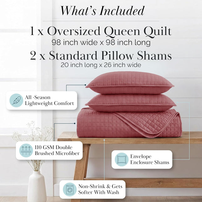 Southshore Fine Living, Inc. Queen/Full Size Quilt Bedding Set with 2 Pillow Shams, Soft Comfy Queen Coverlet/Full Size 