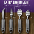 BUNMO Utensils for Elderly, Arthritis, Weak Hand Grip, Tremors & Handicapped - Convenient Travel Pouch - 2.6Oz Lightweight - Stainless Steel - Eat