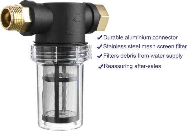 M MINGLE Garden Hose Filter for Pressure Washer Inlet Water, Inline Filter for Sediment, 40 Mesh Screen, Extra 100 Mesh