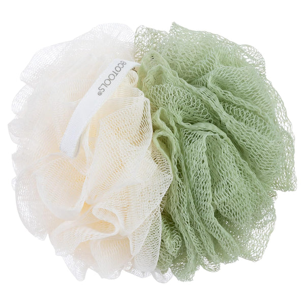 Ecotools Green 2-In-1 Ecopouf, Dual-Sided Shower Loofah Exfoliates & Cleanses Skin, Made of Recycled Netting, Removes Dead Skin, Eco-Friendly Bath