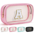 YOOLIFE Graduation Teacher Gifts Initial Clear Makeup Bag Birthday Gift Travel Toiletry Bag Preppy Cosmetic Bag Birthday Gift for Girls Kids