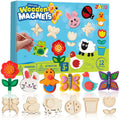 JOYIN 12 Wooden Magnet Creativity Arts & Crafts Painting Kit for Kids, Decorate Your Own Painting Gift for Halloween Crafts, Birthday Parties and