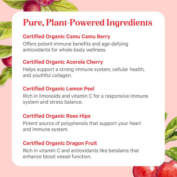Pure Synergy Pure Radiance C | Organic Vitamin C Powder | 100% Natural, Whole Food, Non-Gmo Supplement with Camu Camu Extract | for Immune and