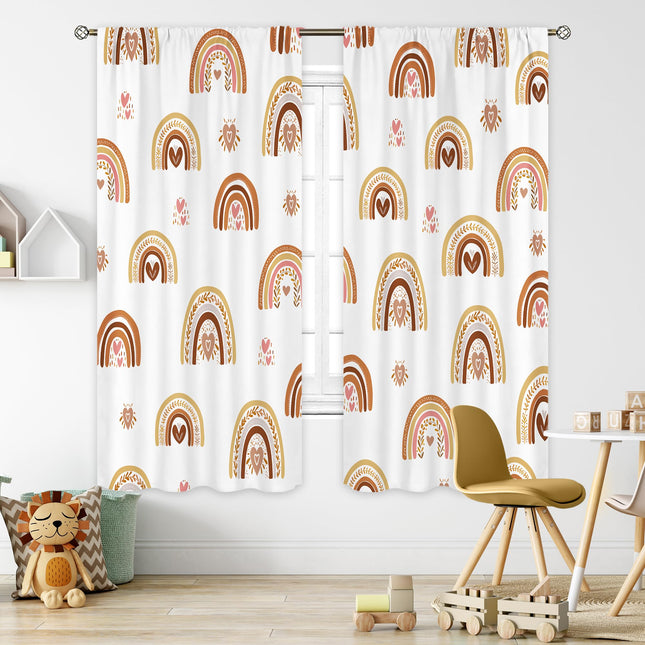 Cinbloo Rainbow Curtains 42Wx63L Inch Rod Pocket Pastel Starts Unicorn for Kids Room Decor Mermaid Child Nursery Princes