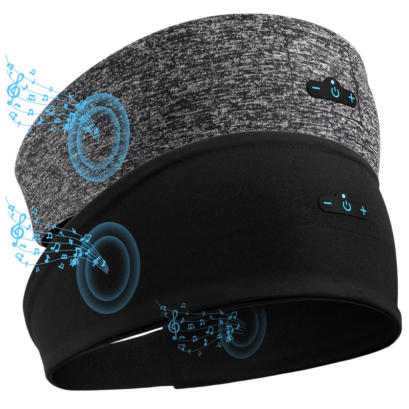 Sleep Headphones Bluetooth Headband for Side Sleeper 2-Pack, 14H Playtime, Wireless Headband Headphones with HD Stereo Speakers for