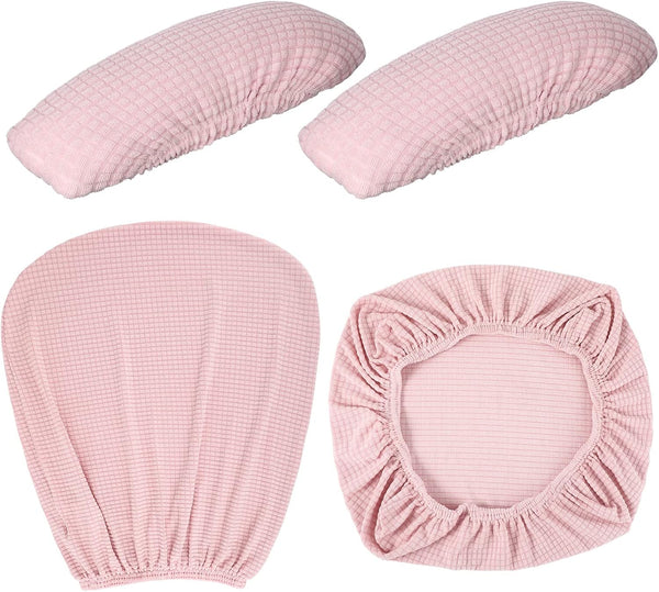 Tallew 4 Pieces Office Chair Covers Set Computer Universal Protective Stretchable Chair Seat Covers Desk Armrest Slipcovers Pads Office Cushion