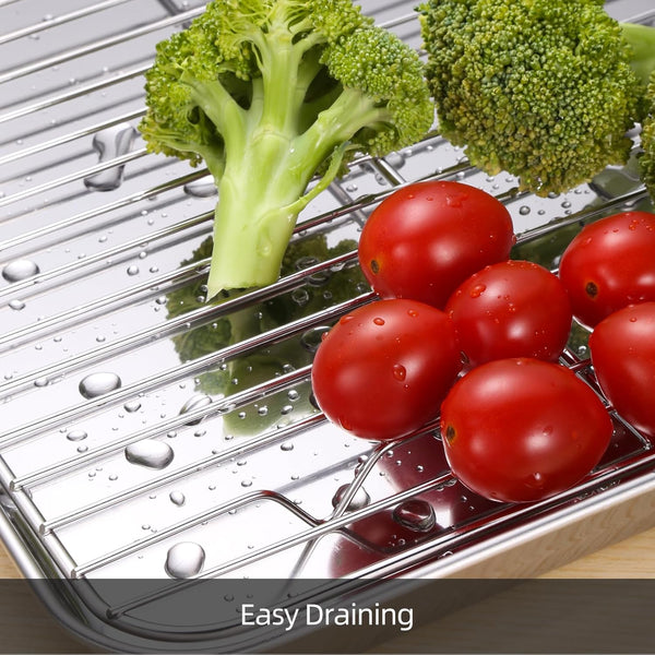 Baking Sheet with Cooling Rack Set of 6, 3 Premium Stainless Steel Cookie Sheets and 3 Wire Racks, Kitchen Nonstick Baking Pans Set Includes 3