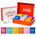 Thoughtfully Gourmet, Sending Positive Vibes Tea Gift Set, Tea Sampler Includes 6 Flavors of Tea with Uplifting Quotes, Great Get Well Gifts, Set