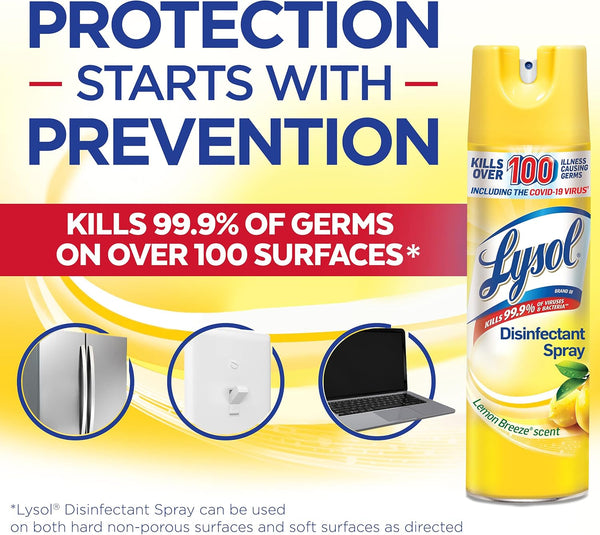 Lysol Disinfectant Spray, Lemon Breeze, 19Oz, Clear