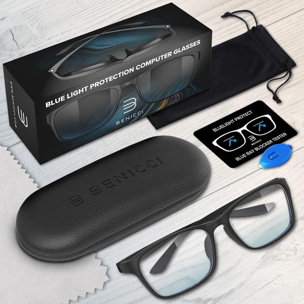 Stylish Blue Light Blocking Glasses for Women or Men - Ease Computer and Digital Eye Strain, Dry Eyes, Headaches and Blurry Vision - Instantly