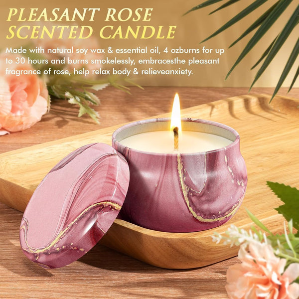 Birthday Gifts for Women Self Care Gifts Get Well Soon Gifts, Rose Relaxing Spa Gifts Basket Care Package W/ Luxury Flannel Blanket 40 Oz Tumbler,