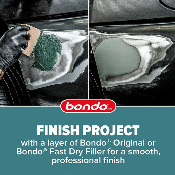 3M Bondo Short Strand Fiberglass Reinforced Filler 21 Oz (595.34 G) with Bondo Cream Hardener 0.5 Oz (14G), Repair Holes up to 0.5 IN, Waterproof