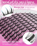 Fairy Lash Clusters Natural Look Manga Eyelash Clusters Wispy D-Curly Cluster Eyelash Extensions 110 Pcs 8-16MM Wispy Individual Lashes Wet-Look