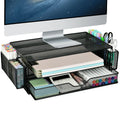 AUPSEN 2 Tier Computer Monitor Stands with Drawer and 2 Pencil Holder, Metal Monitor Stand Monitor Riser, Computer Desk Organizer and Accessories