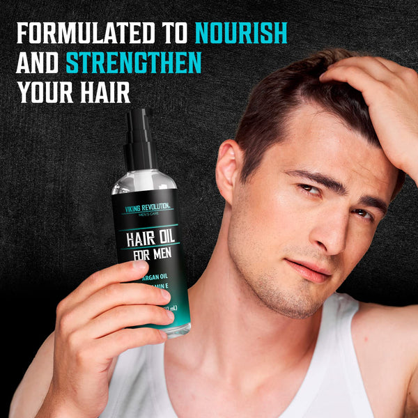 Viking Revolution Hydrating Hair Oil for Men - Mens Hair Oil Men with Vitamin E Dry Hair Oils with Argan Oil - Sunflower Seed Oil Hair Serum