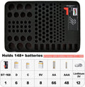 Comecase Hard Battery Organizer Storage Box, Carrying Case Bag Holder - Holds 148 Batteries AA AAA C D 9V - with Battery Tester BT-168 (Batteries