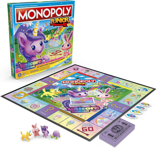 Monopoly Junior: Unicorn Edition Board Game | Magical-Themed Indoor Family Game | 2 to 4 Players | Preschool Games | Kids Gifts | Ages 5 and up