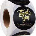 500 Pcs 2 Inch Thank You Stickers for Small Business â Black Waterproof Self-Adhesive Labels with 4 Elegant Designs â Durable Envelope Seals for