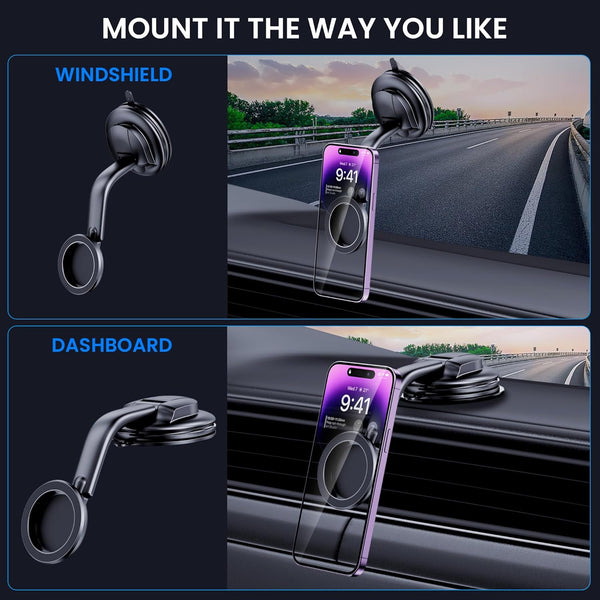 For Magsafe Car Mount,?Strong Magnets & Low Profile? Magnetic Phone Holder for Car Dashboard Windshield Universal Hands Free Car Phone Holder for
