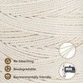 Macrame Cord 4Mm X 328Yd | 100% Natural Cotton Macrame Rope | 4 Strand Twisted Cotton Cord for DIY Crafts Knitting Plant Hangers Wedding Decor, Beige