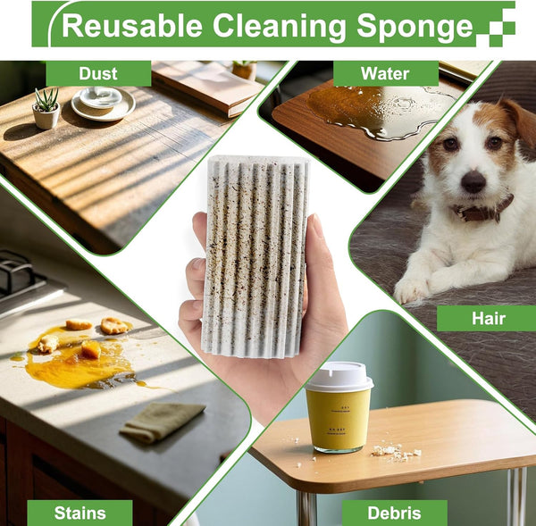 4-Pack Damp Clean Duster Sponge,Reusable Magic Dusting Sponge Brush for Cleaning Blinds, Glass, Baseboards,Vents,Railings,Mirrors,Window Track