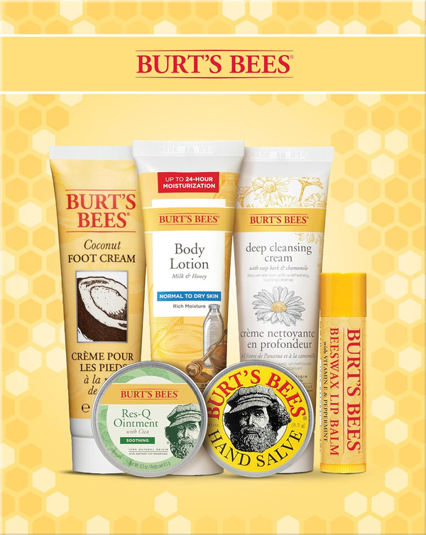 Burt'S Bees Gifts Ideas - Timeless Minis Set, 6 Products - Beeswax Lip Balm, Coconut Foot Cream, Honey Body Lotion, Deep Cleansing Cream, Res-Q