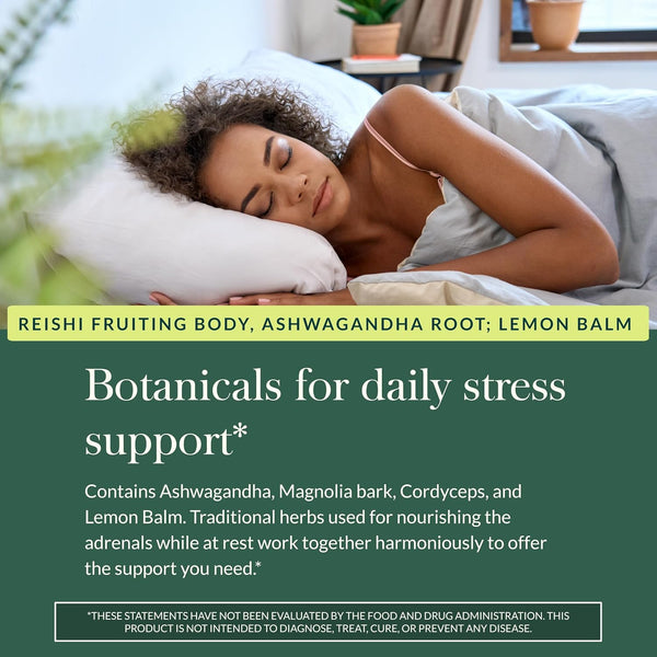 Gaia Herbs Adrenal Health Nightly Restore - Herbal Supplement with Ashwagandha, Magnolia Bark, Cordyceps, Lemon Balm, and More - 60 Vegan Liquid