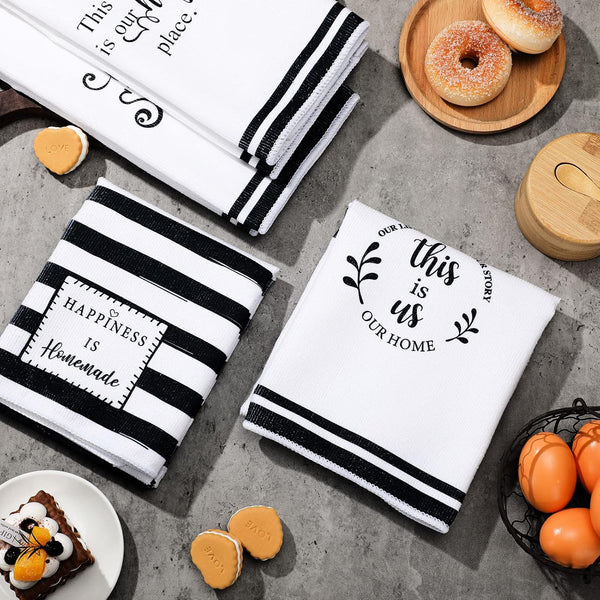 Honoson 4 Count Kitchen Dish Towels Spring Farmhouse Hand Tea Towels Absorbent Quick Dry Dish Cloths Polyester Cleaning Cloth for Summer Home